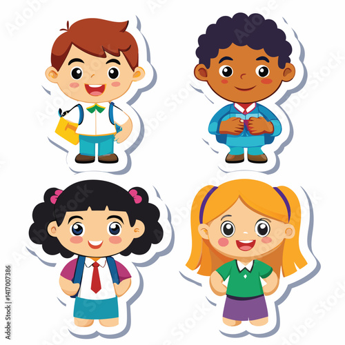 Happy children in school uniform