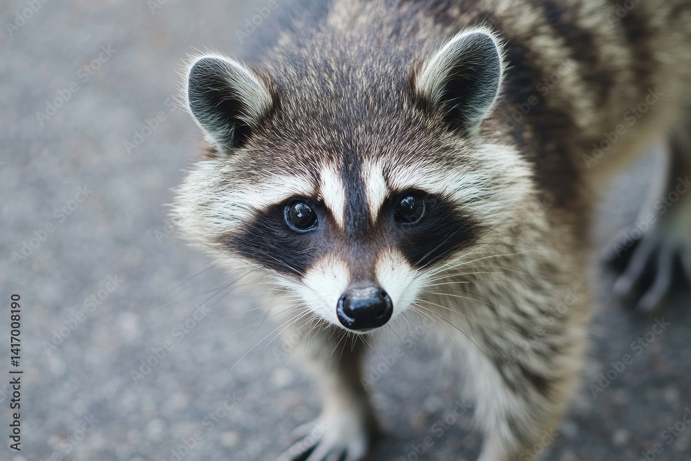Close-up of north american raccoon with striking black mask Close-up of north american raccoon with striking black mask