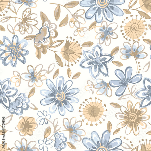 Wallpaper Mural Art abstract floral pattern in pastel colors Torontodigital.ca