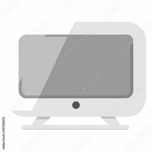 Glossy television LED TV white blank vector on white background.