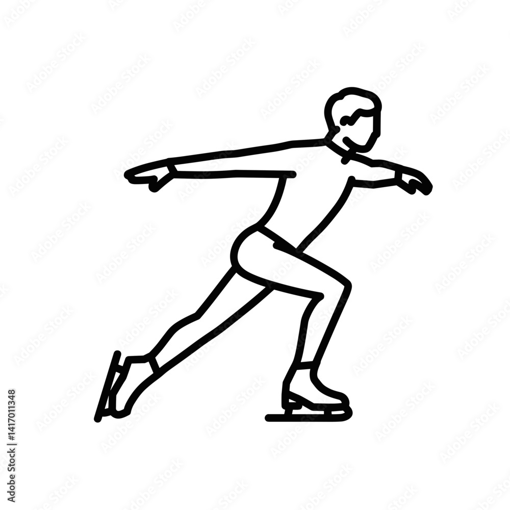Skater gliding gracefully in motion on an ice rink. Skater gliding gracefully in motion on an ice rink.
