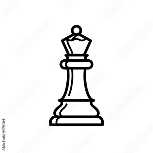Chess King Piece Icon Minimalistic Design Black and White  
