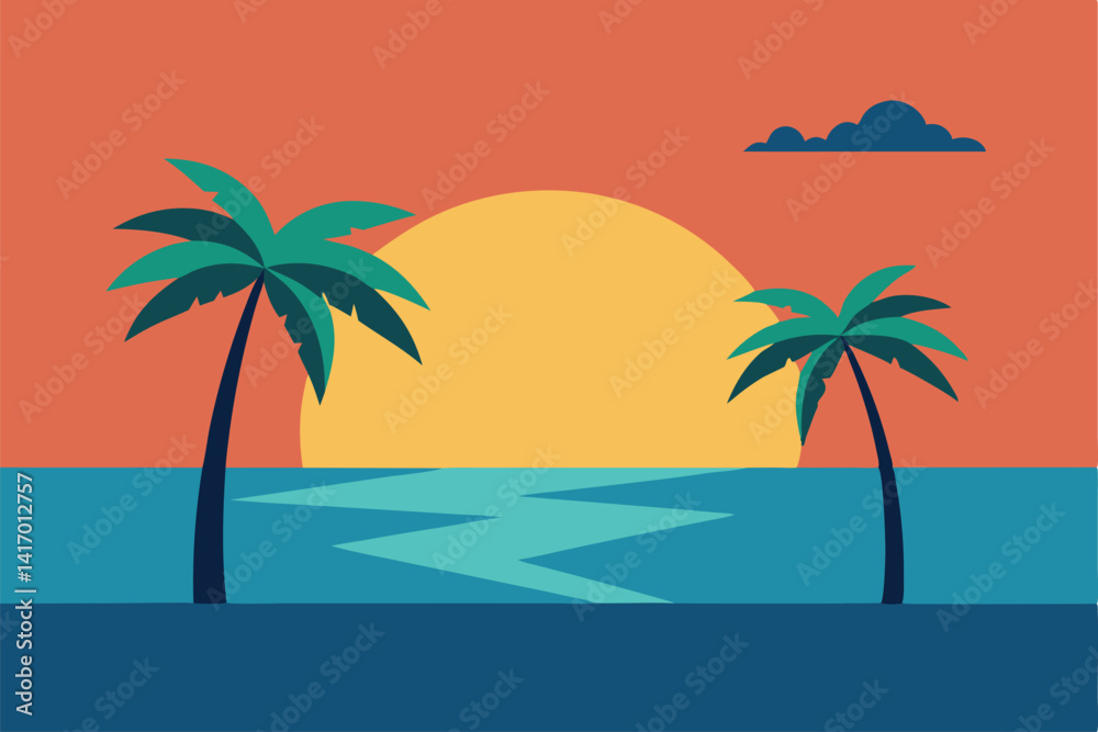 Fototapeta premium tropical beach with palm trees