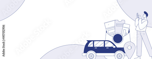 Flat vector concept operation hand drawn illustration of people taking a taxi
