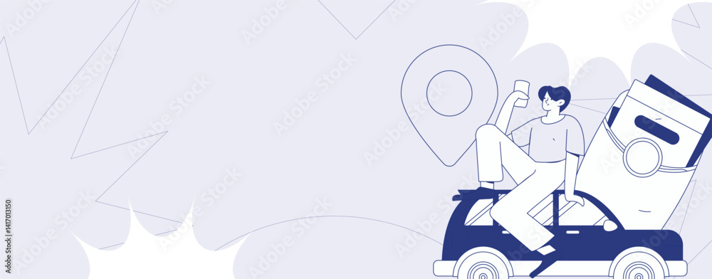 Obraz premium Flat vector concept operation hand drawn illustration of people taking a taxi 