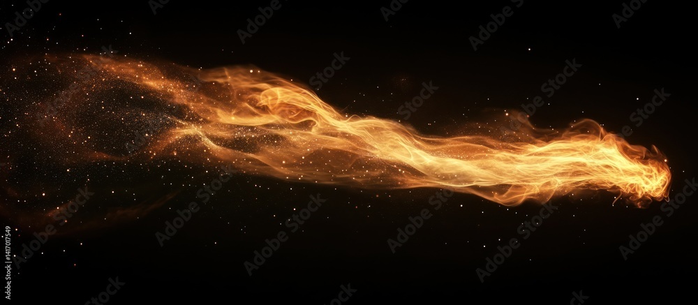 Fototapeta premium Fire trail, dark space, energy, VFX