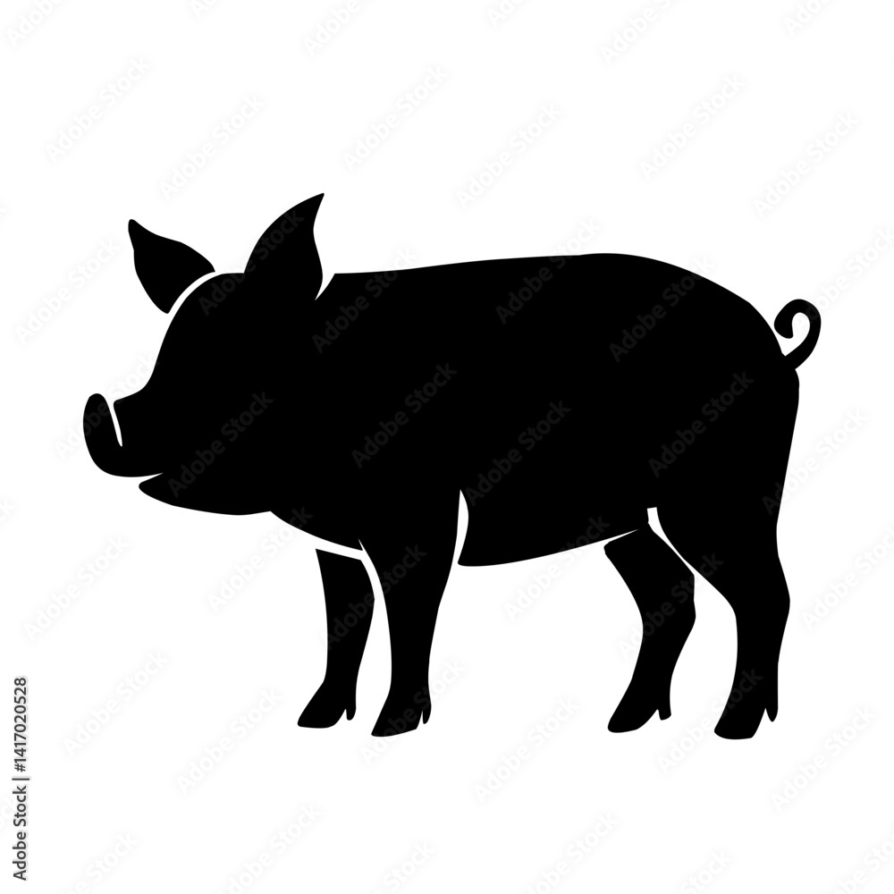 Pig silhouette isolated on white background. vector illustration Pig silhouette isolated on white background. vector illustration