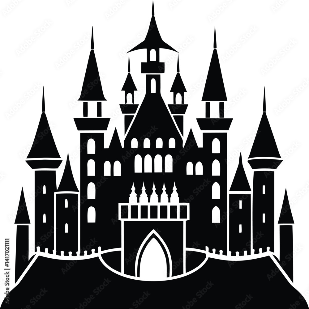 Obraz premium Castle silhouette vector illustration