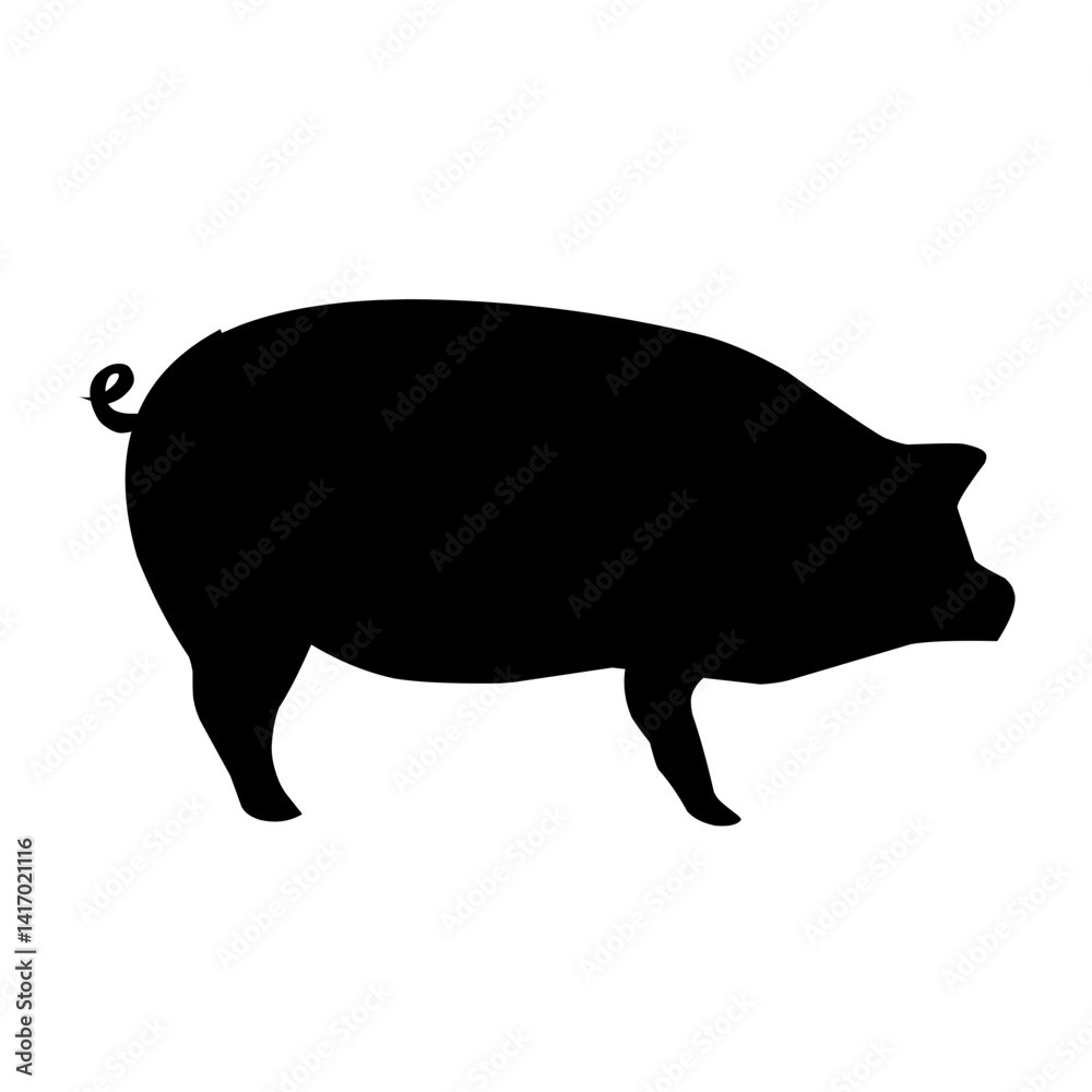 Pig silhouette isolated on white background. vector illustration Pig silhouette isolated on white background. vector illustration
