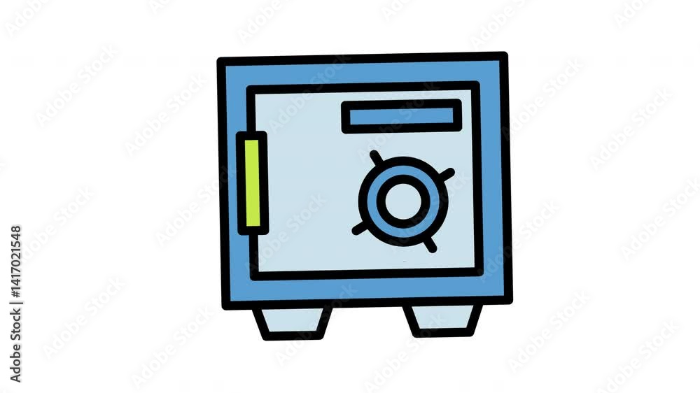 Financial security is within reach with an adorable blue cartoon safe. Ideal for banking, insurance, financial planning designs. Financial security is within reach with an adorable blue cartoon safe. Ideal for banking, insurance, financial planning designs.
