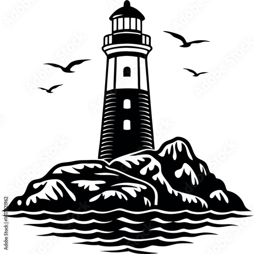 Black-and-white-vector-illustration-of-a-tall-light  
