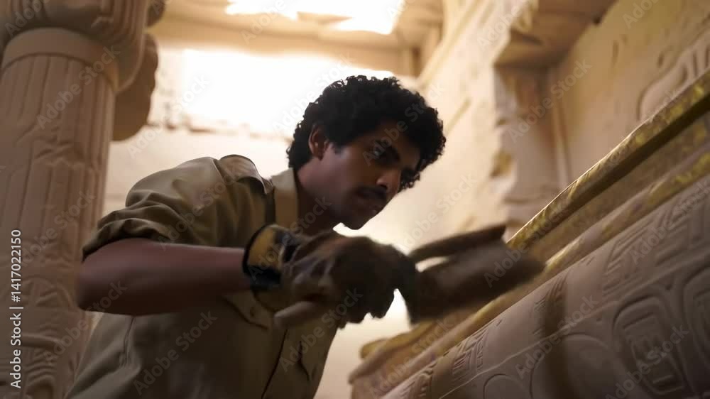 Restoration of ancient artifact in historical site