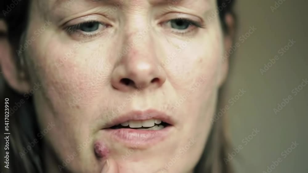 Exploring skin health and acne concerns in detailed close up Exploring skin health and acne concerns in detailed close up