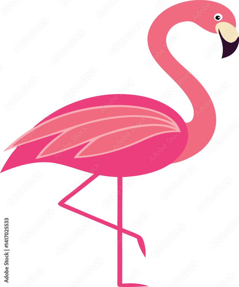 Obraz premium Elegant Pink Flamingo Vector – Minimalist Tropical Bird Illustration with Clean Lines