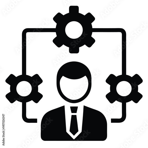 project planning automation business line icon
