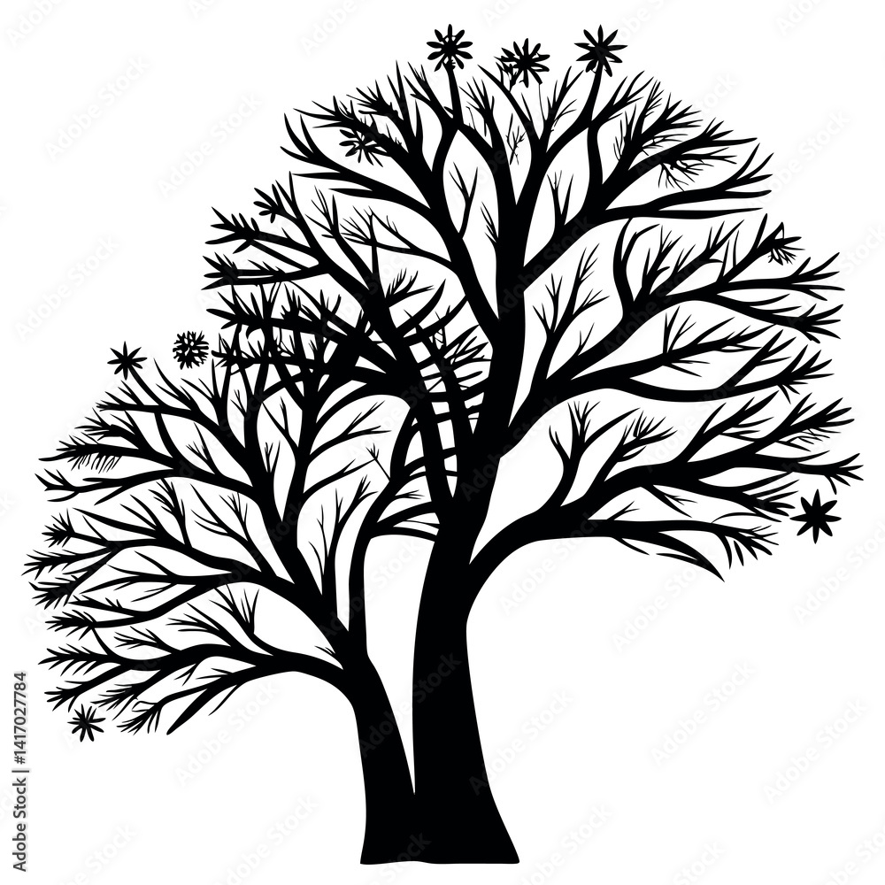Obraz premium Snowy-stylized-tree-icon-silhouette-vector 