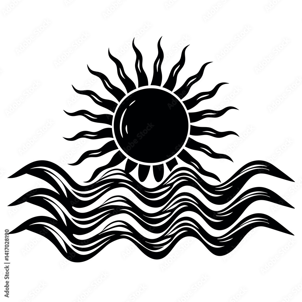 sun-and-wave-icon-silhouette-vector-with-white-background sun-and-wave-icon-silhouette-vector-with-white-background