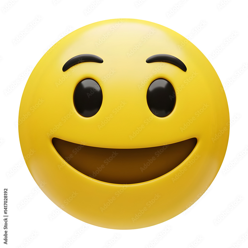 Fototapeta premium A cheerful, three-dimensional emoticon displaying genuine happiness.