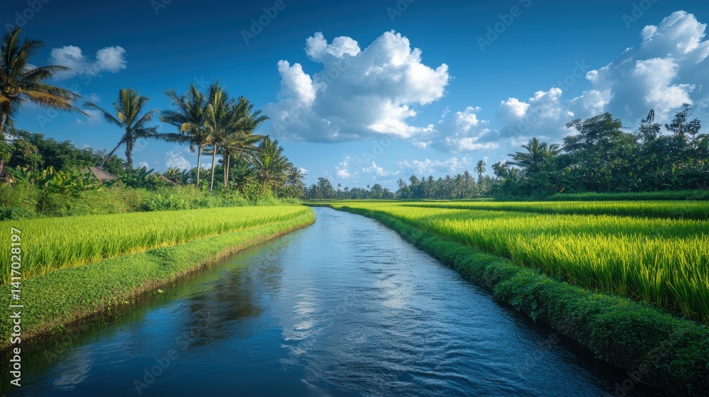 Fototapeta premium rice fields with clear sky