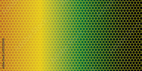 Yellow abstract horizontal banner with hexagon carbon fiber.