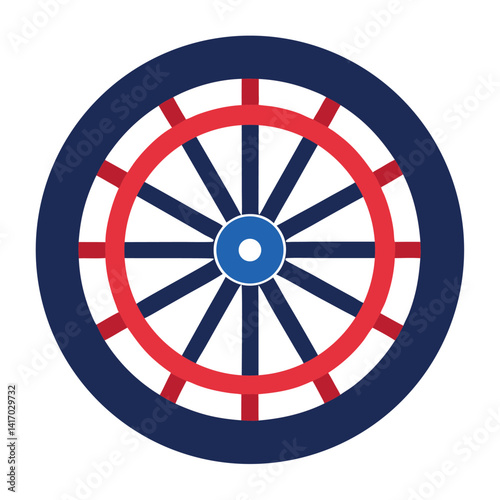 USA flag-theme-wheel-on-white-background. 