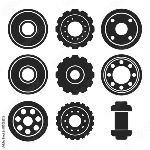 Bearing Machinery Parts Icon Vector Art Illustration Design