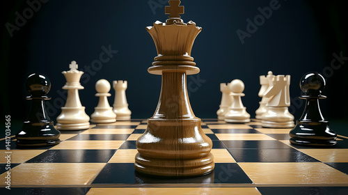 Strategic Board: A close-up captures a chess board, where the king piece stands at the forefront, embodying strategic planning and intricate game