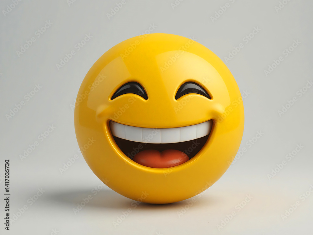 Fototapeta premium 3D yellow emoticon laughing out loud expression
