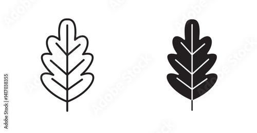 Oak leaf with veins icon
