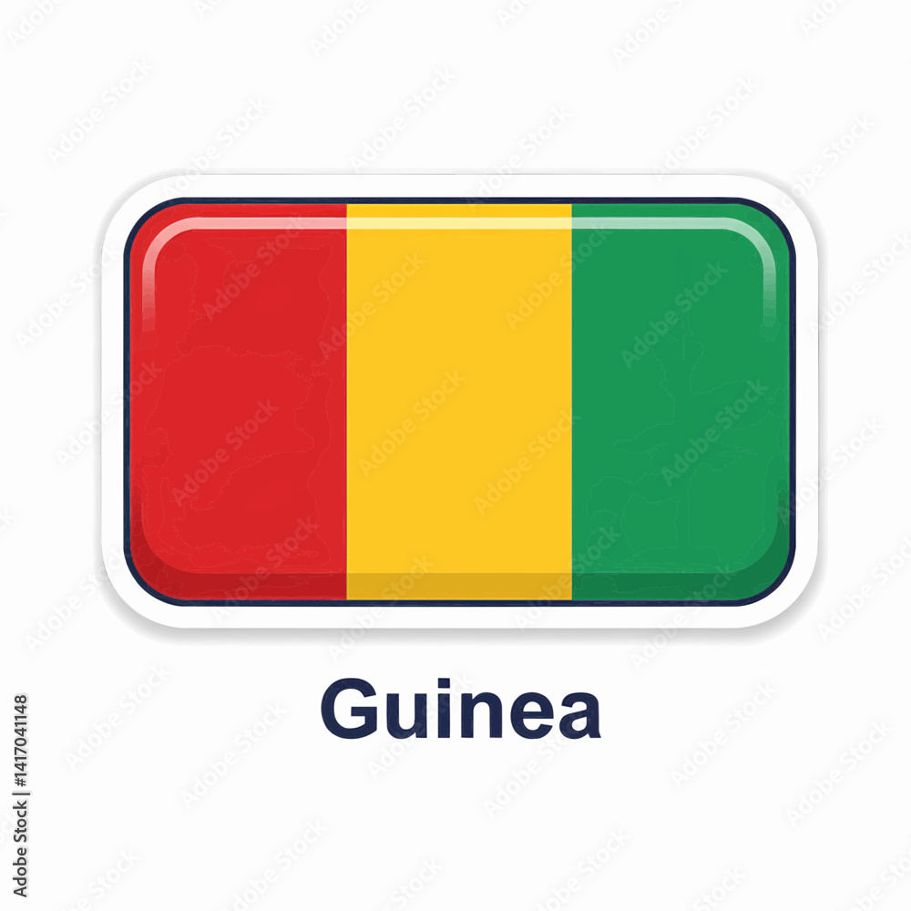 Fototapeta premium A clear digital illustration of the rectangular flag of guinea. Below the flag, the word