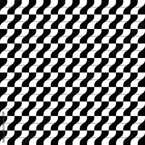 シームレスな背景素材 モノクロ 白黒 ウェーブ スウォッチ対応