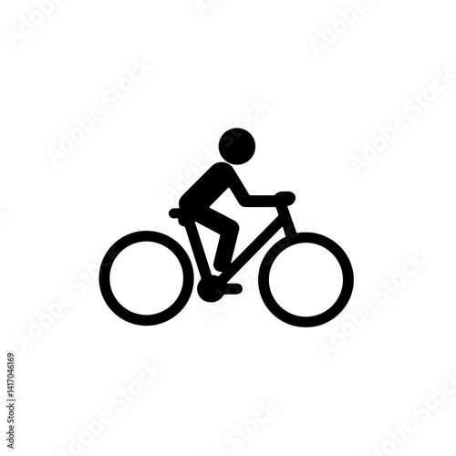 Fitness cycling icon on white background, active lifestyle symbol