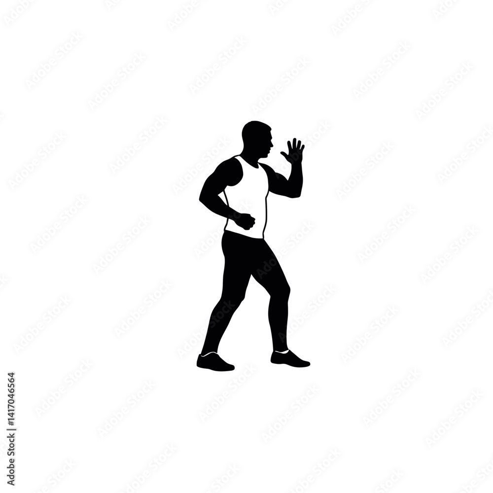Fit man exercising in motion, promoting active lifestyle Fit man exercising in motion, promoting active lifestyle