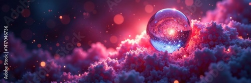Ethereal luminance envelops a sphere of shimmering particles , abstraction, radiance