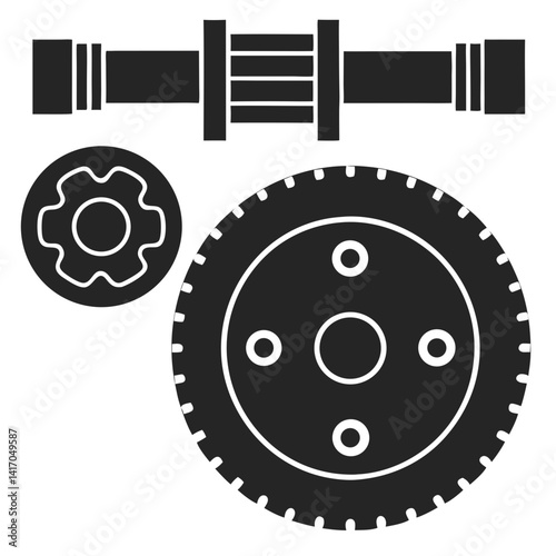 Machinery Parts Flywheel Icon Vector Art Illustration Design