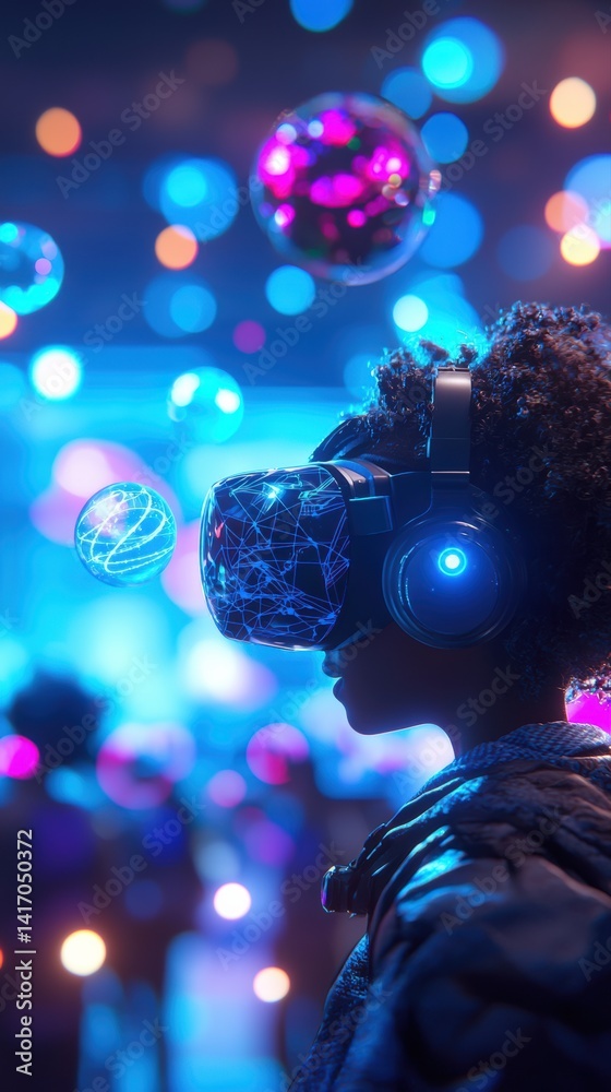 Futuristic classroom engaged student in immersive vr learning Futuristic classroom engaged student in immersive vr learning