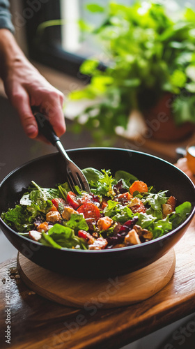 mixed vegetable salad with fresh organic vegetables.