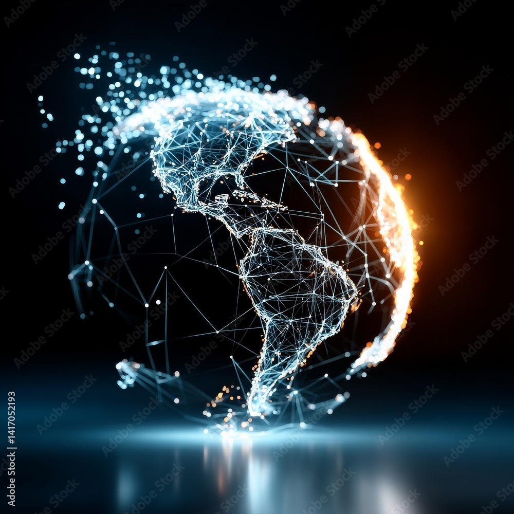 Digital Earth Globe with Connected Lines, Representing Global Networks and Technology