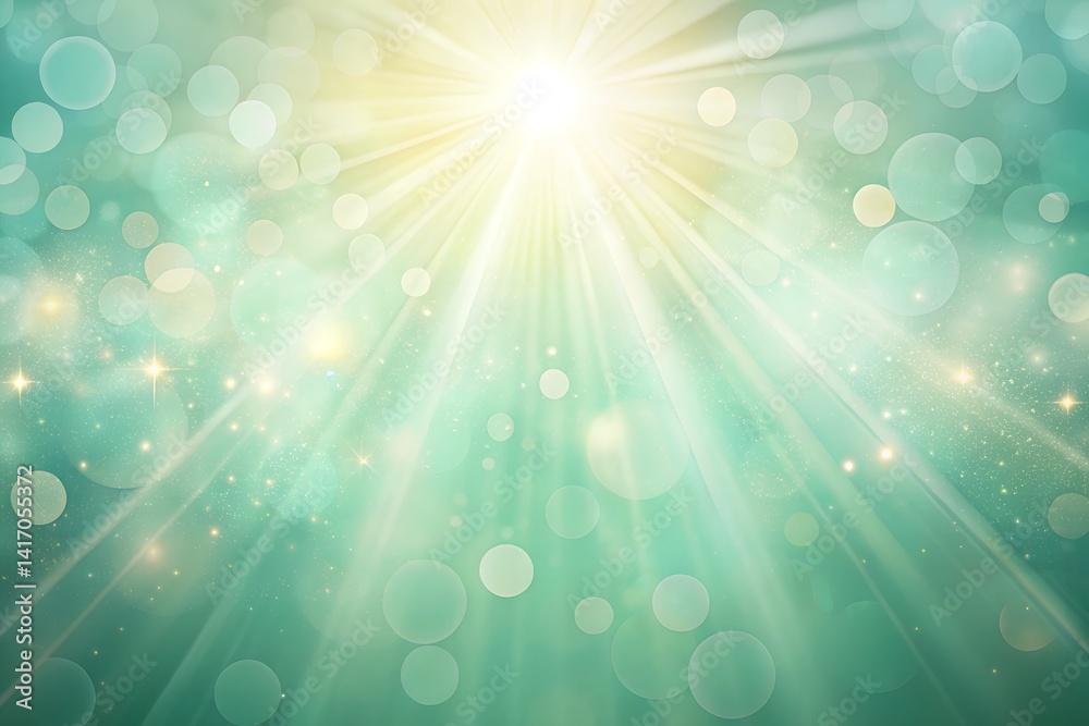 custom made wallpaper toronto digitalSerene green abstract with celestial light rays bokeh background
