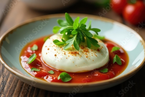 Artisanal mascarpone, peppery arugula garnish , clean eating, delicious