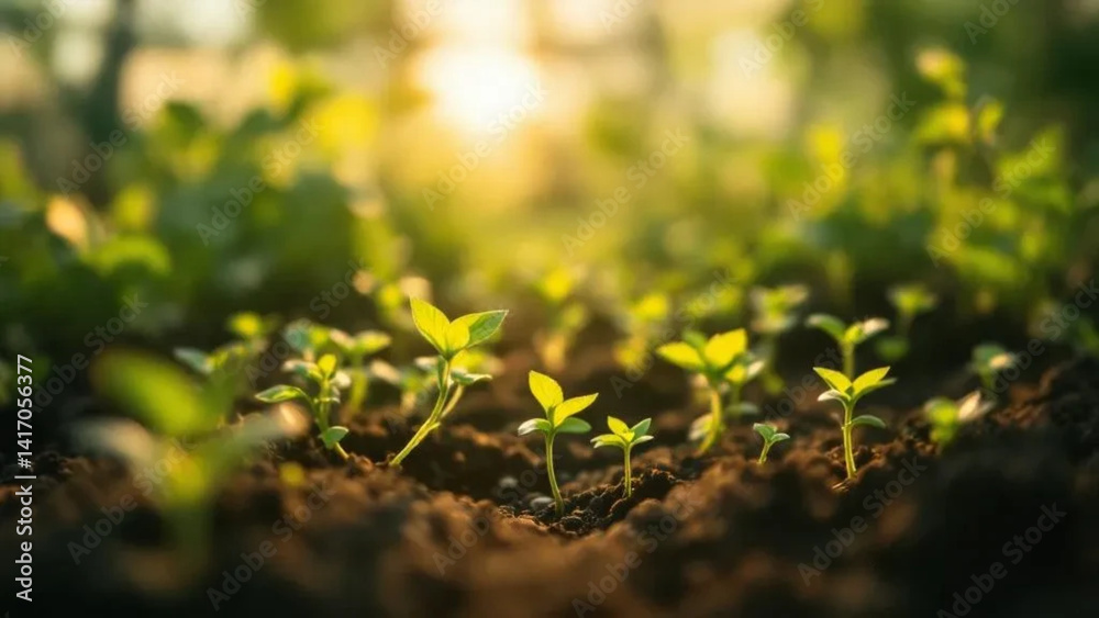 Small seedlings in the garden. Close up.