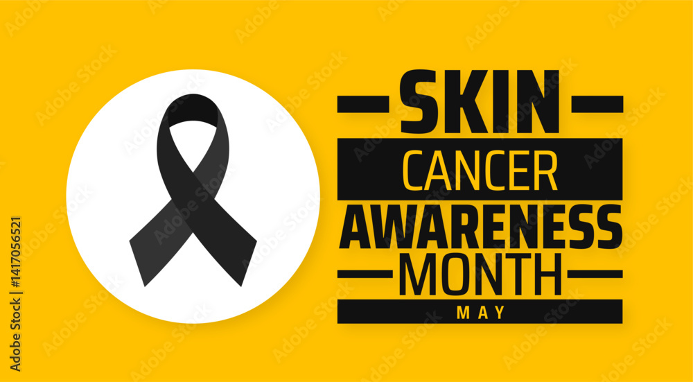 Obraz premium Skin Cancer Awareness Month background banner or poster design template. observed every year in May. Holiday concept. Use to any Template, card, poster, placard, template.