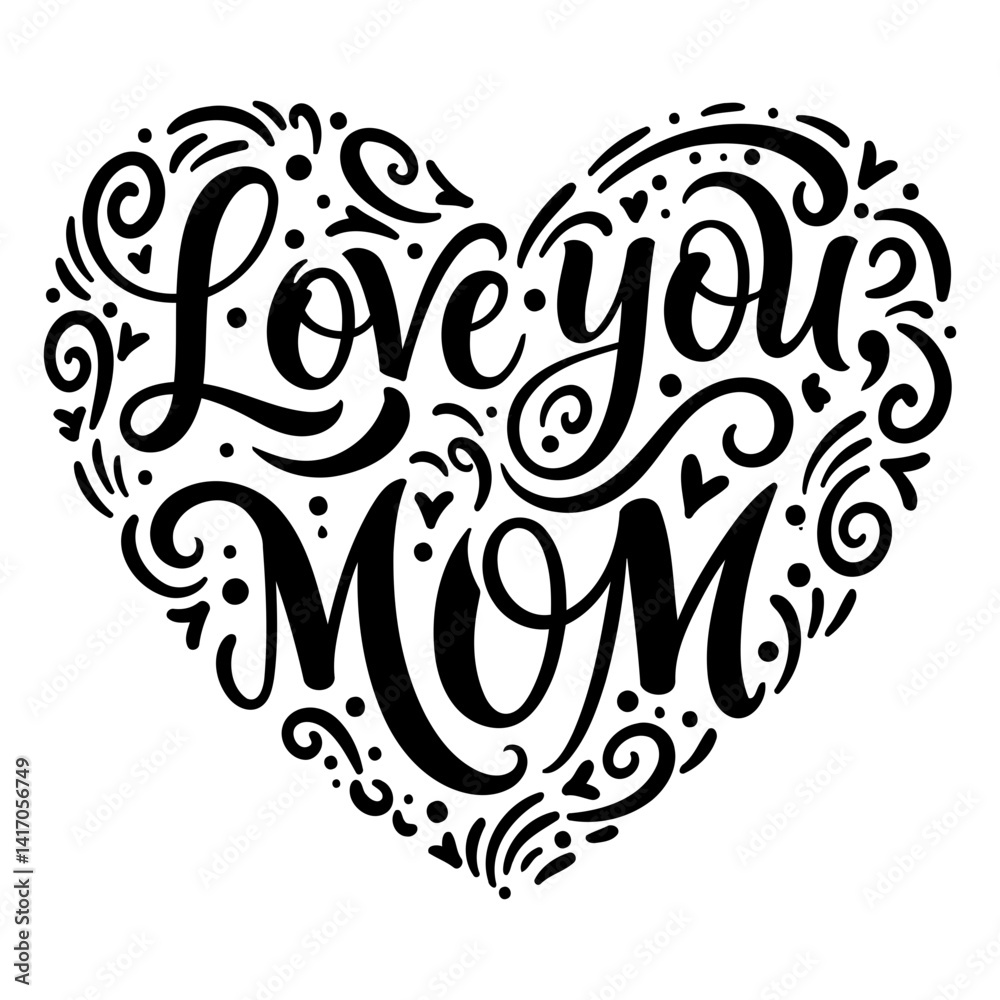 Black and white heart-shaped design with the phrase Black and white heart-shaped design with the phrase