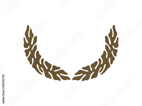 Decorative half-wreath frame with a natural, leaf-inspired design. Curved, symmetrical shape creates an elegant abstract border. Perfect for highlighting text, logos or branding