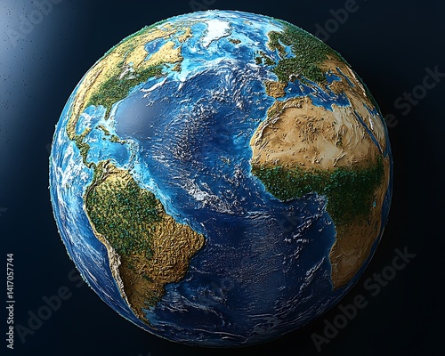 Detailed globe depiction of the planet Earth.
