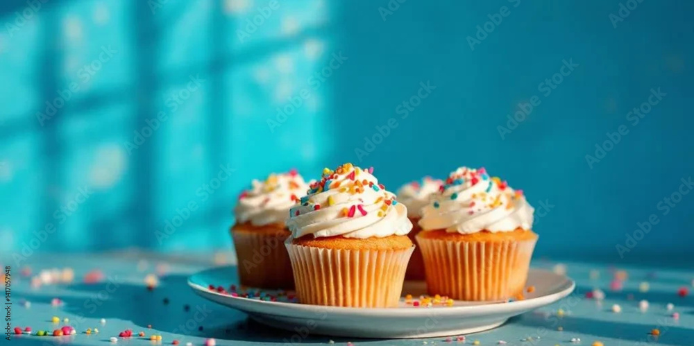 Sweet cupcakes with colorful sprinkles.