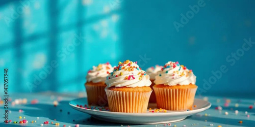 Obraz na płótnie Sweet cupcakes with colorful sprinkles. w salonie