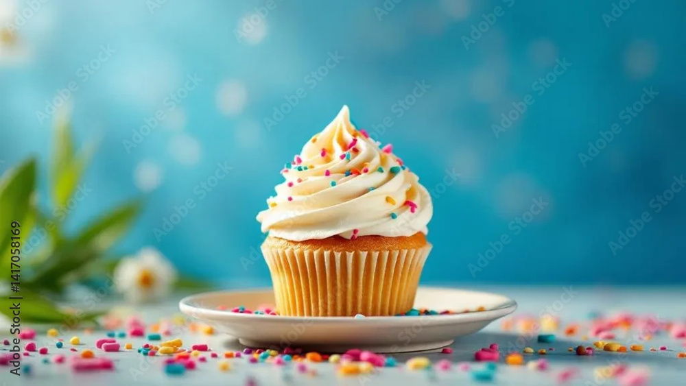 Sweet cupcakes with colorful sprinkles.