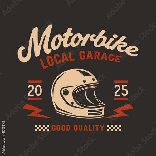 A vintage custom motorcycle logo design vector featuring a classic chopper silhouette with bold lines and retro details. Perfect for biker clubs, garage brands, motorcycle events, apparel prints