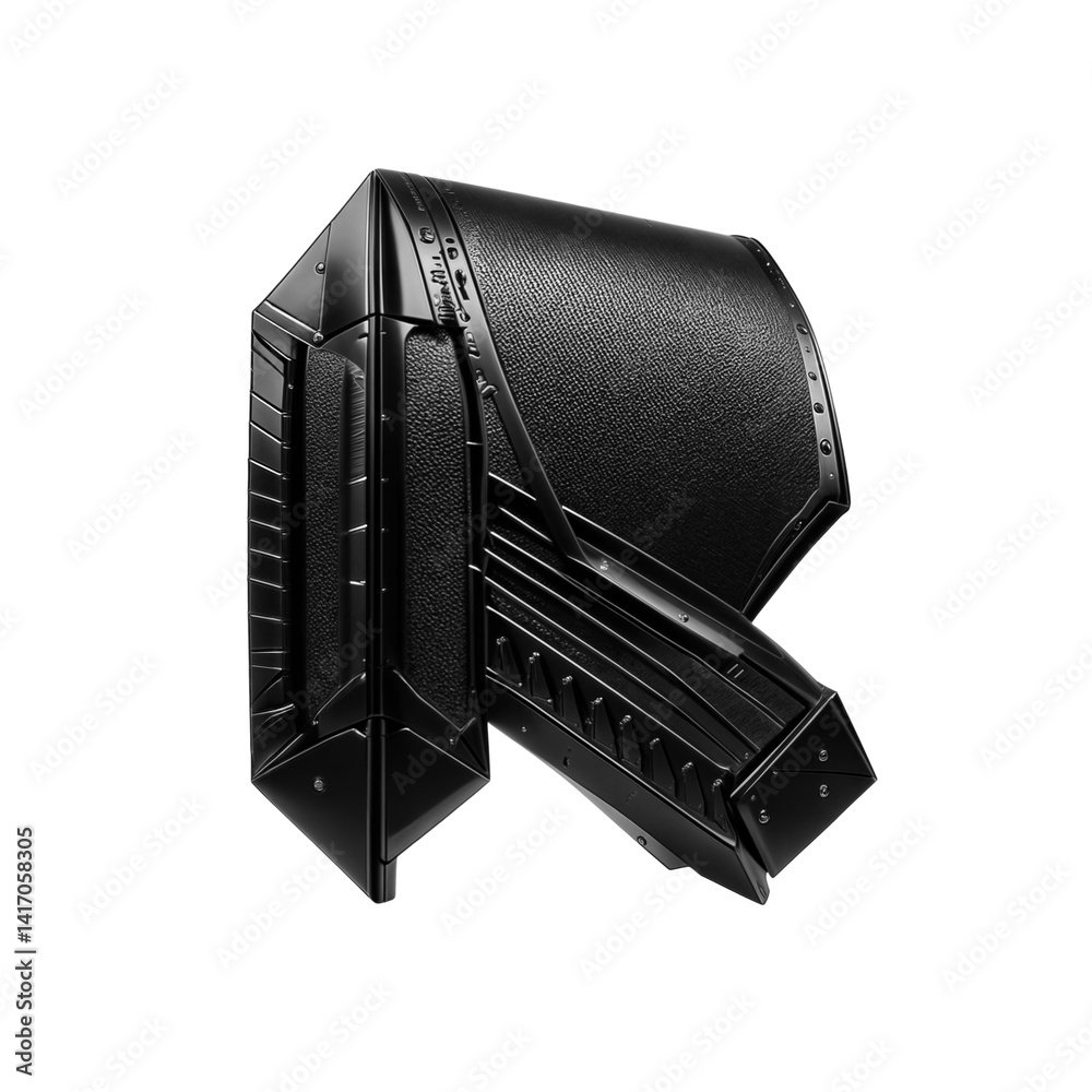 Obraz premium Letter R in glossy black leather exudes fetish allure—zipped tight like a domina’s corset. Bold, seductive, and dark, it teases with kink, control, and erotic powerplay